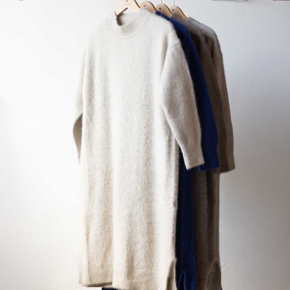 ブルーフォックス100% ハイネックニットワンピース 全4色 M〜L