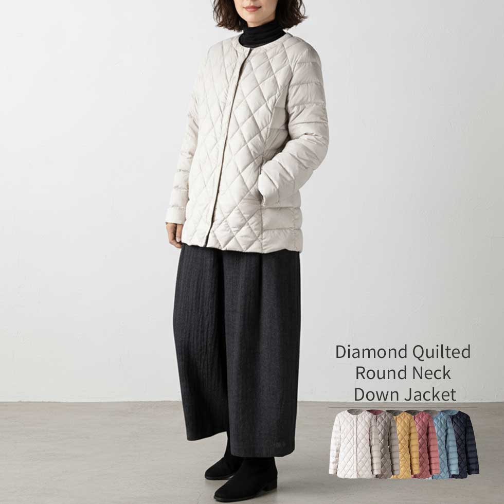 ダイヤキルト ダウンショートコート スナップボタン 全6色 M〜L