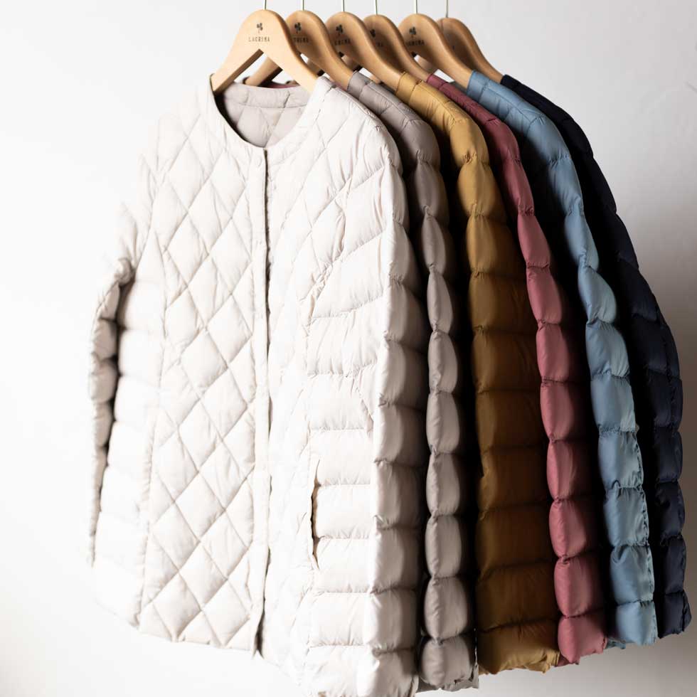 ダイヤキルト ダウンショートコート スナップボタン 全6色 M〜L
