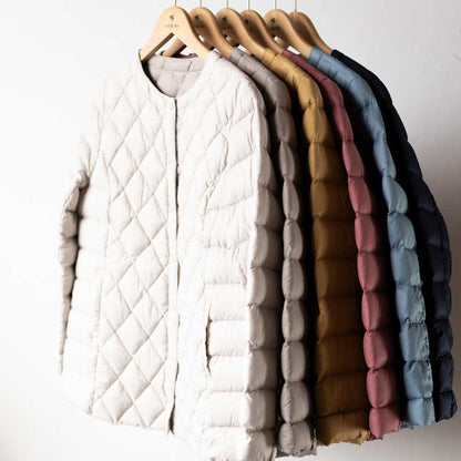 ダイヤキルト ダウンショートコート スナップボタン 全6色 M〜L