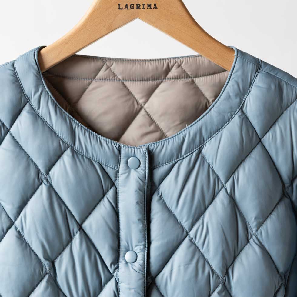 ダイヤキルト ダウンショートコート スナップボタン 全6色 M〜L