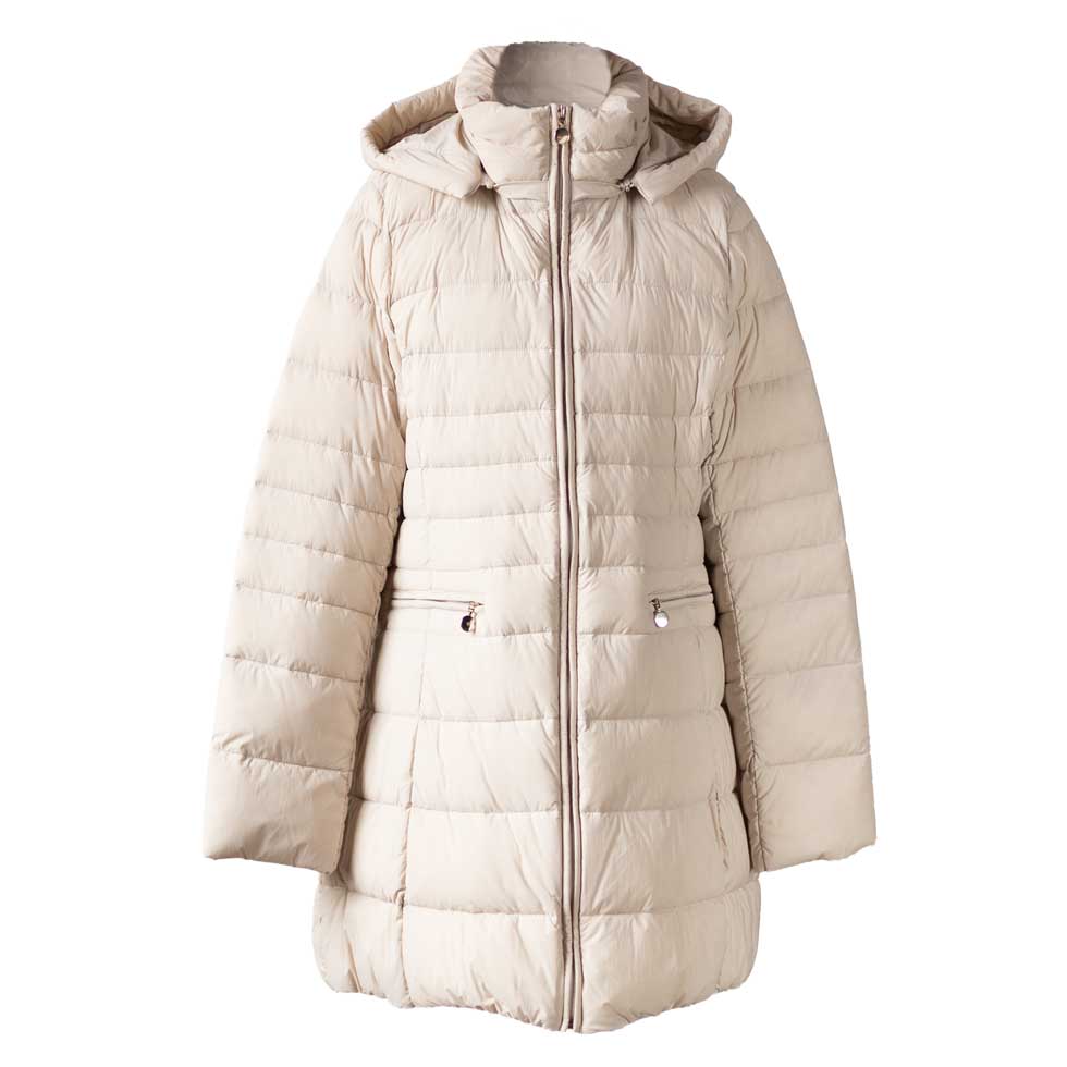 フード付 ストレッチダウンコート ロング丈 全6色 M〜L