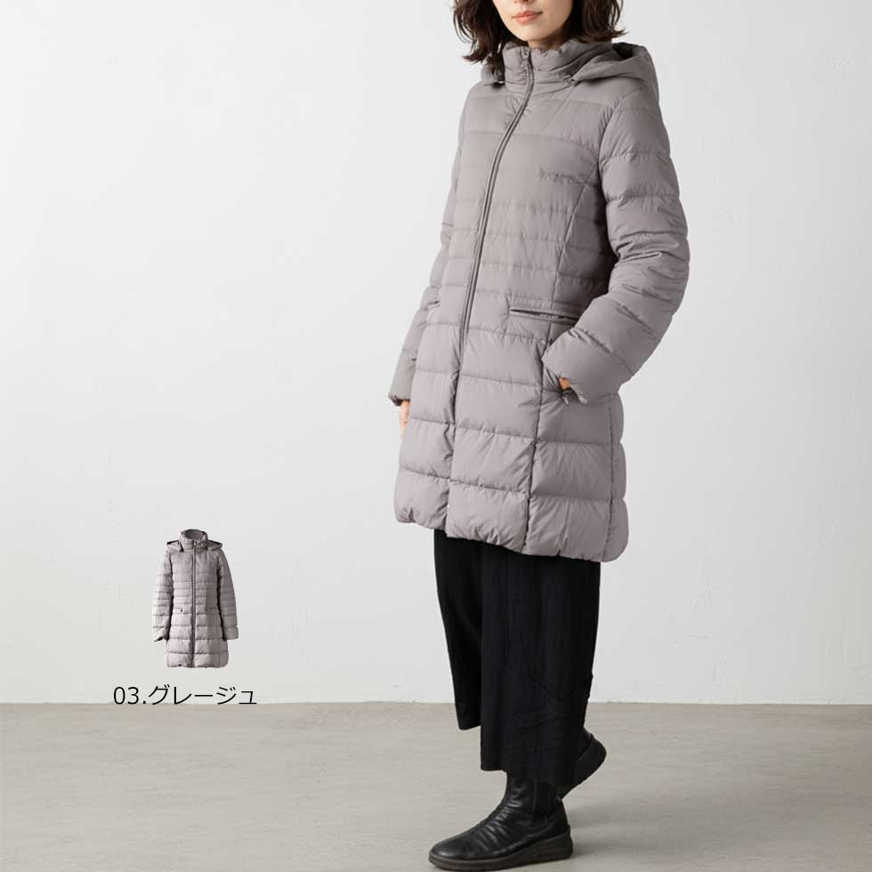 フード付 ストレッチダウンコート ロング丈 全6色 M〜L