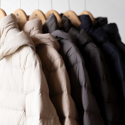 フード付 ストレッチダウンコート ロング丈 全6色 M〜L