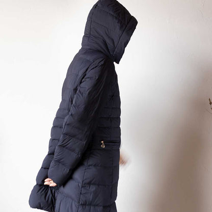 フード付 ストレッチダウンコート ロング丈 全6色 M〜L
