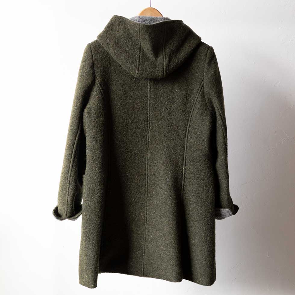 ウール混 フード付ネップコート ロング丈 全2色 M〜L