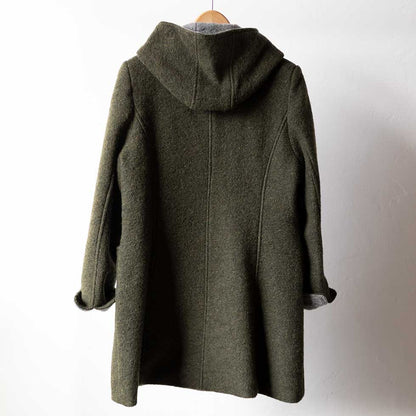 ウール混 フード付ネップコート ロング丈 全2色 M〜L