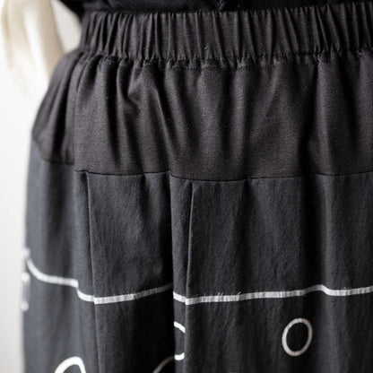 テンセルコットン 切替スカート サークル×チェック ゆったり 全3色 M〜L 日本製